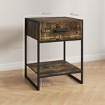 Modern Bedside Table, Nightstand With Drawer Shelf Rustic Brown