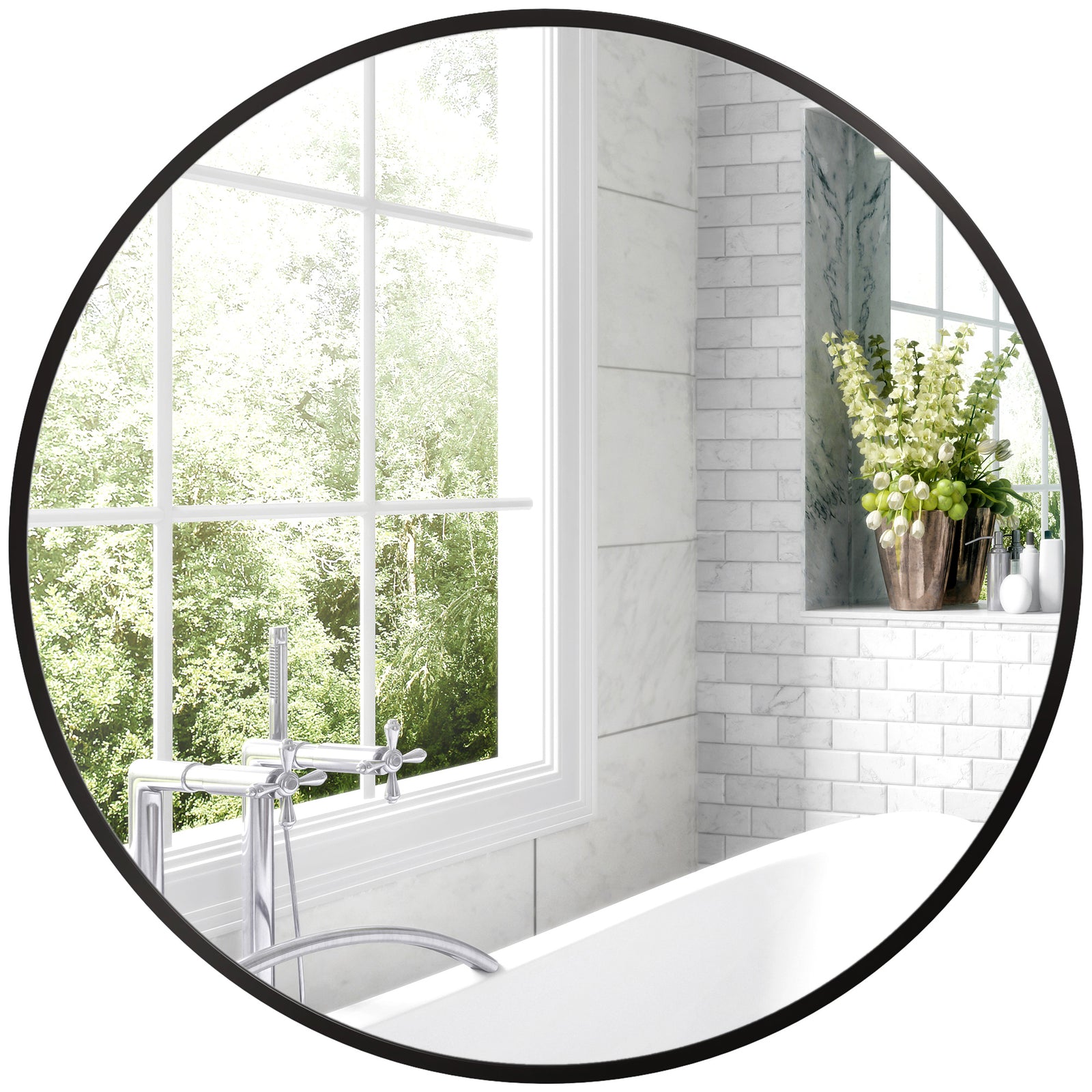 60x60/70x70cm Round Bathroom Mirror Modern Wall Mirror | Large | Black