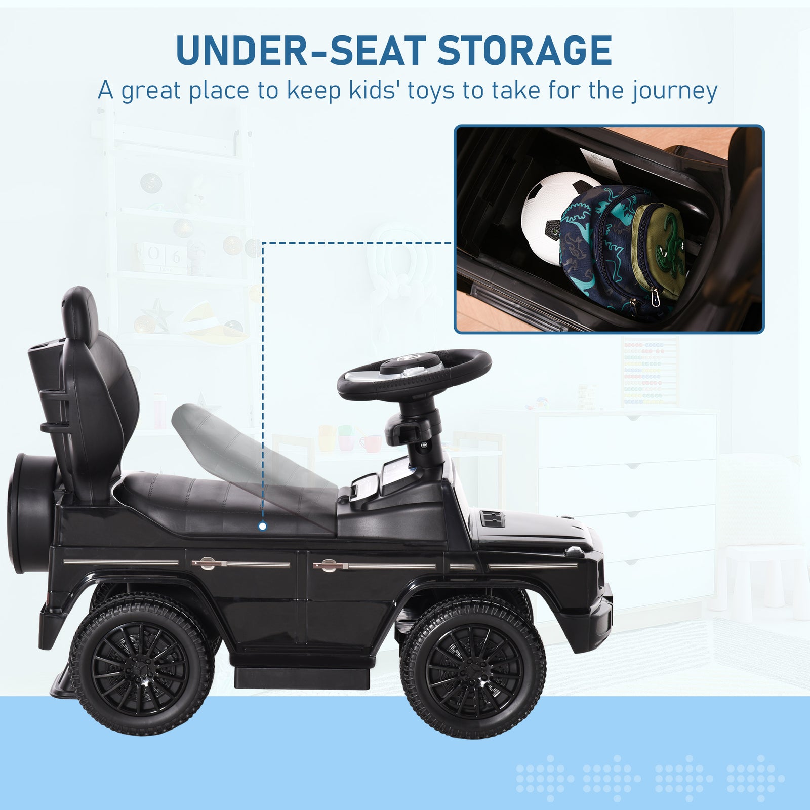 Kids Ride-on Push Car 3 In 1 Benz G350 Baby Floor Slider Walker | Black