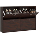 Wooden Shoes Cabinet Multi Flip Down Shelf Drawer Organizer | One Size | Brown