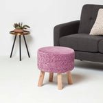 Lyla Pleated Velvet Footstool, 40 Cm Tall | Purple
