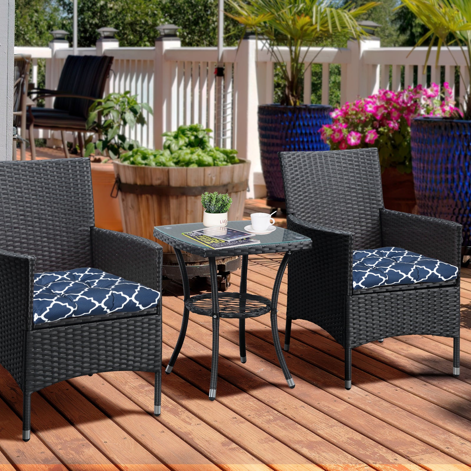 Set Of 2 Chair Cushions Seat Pads With Ties For Chairs