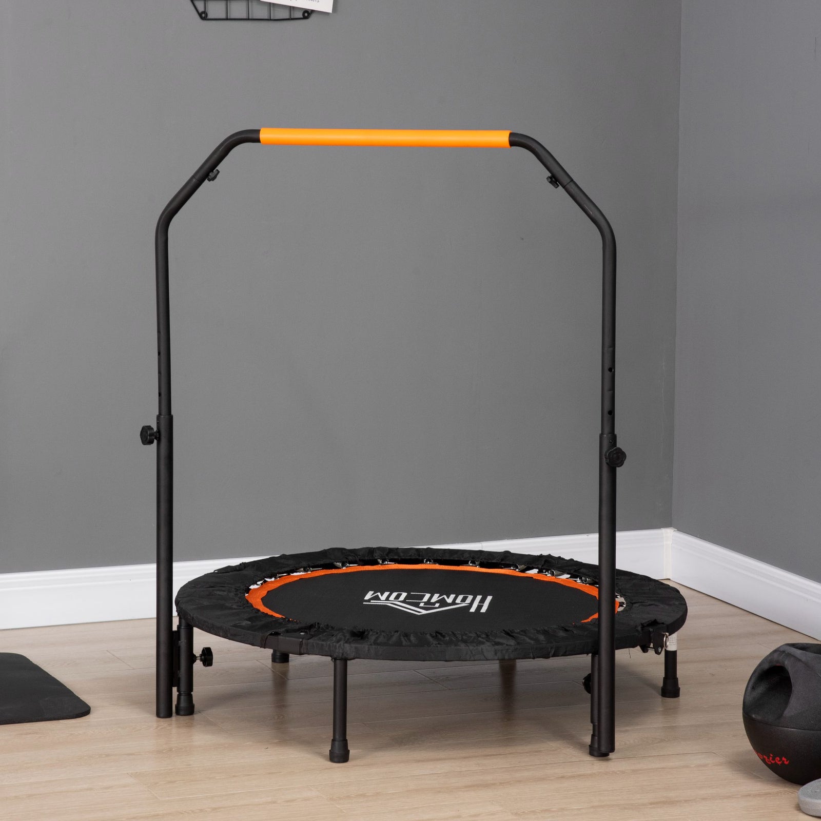 40" Foldable Mini Fitness Trampoline W/ Foam Handle | Orange