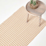 Cotton Gingham Check Rug Hand Woven | 200cm | Beige
