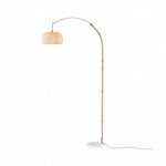 Breeins Vintage Style Floor Lamp With Bamboo Lampshade And Marble Base