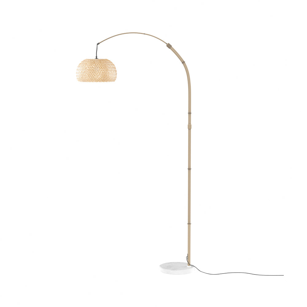 Breeins Vintage Style Floor Lamp With Bamboo Lampshade And Marble Base