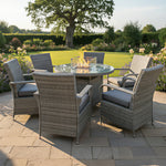 Windsor Rattan 6 Seat Firepit Dining Set | 6 Seat | Mixed Grey