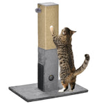 Cat Scratching Post Scratcher Climber W/ Carpet Base Hanging Toy | Gray