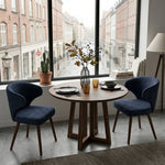 Set Of 2 Upholstered Chenille Dining Chairs With  Backrest And Solid Oak Legs – Comfortable | Blue
