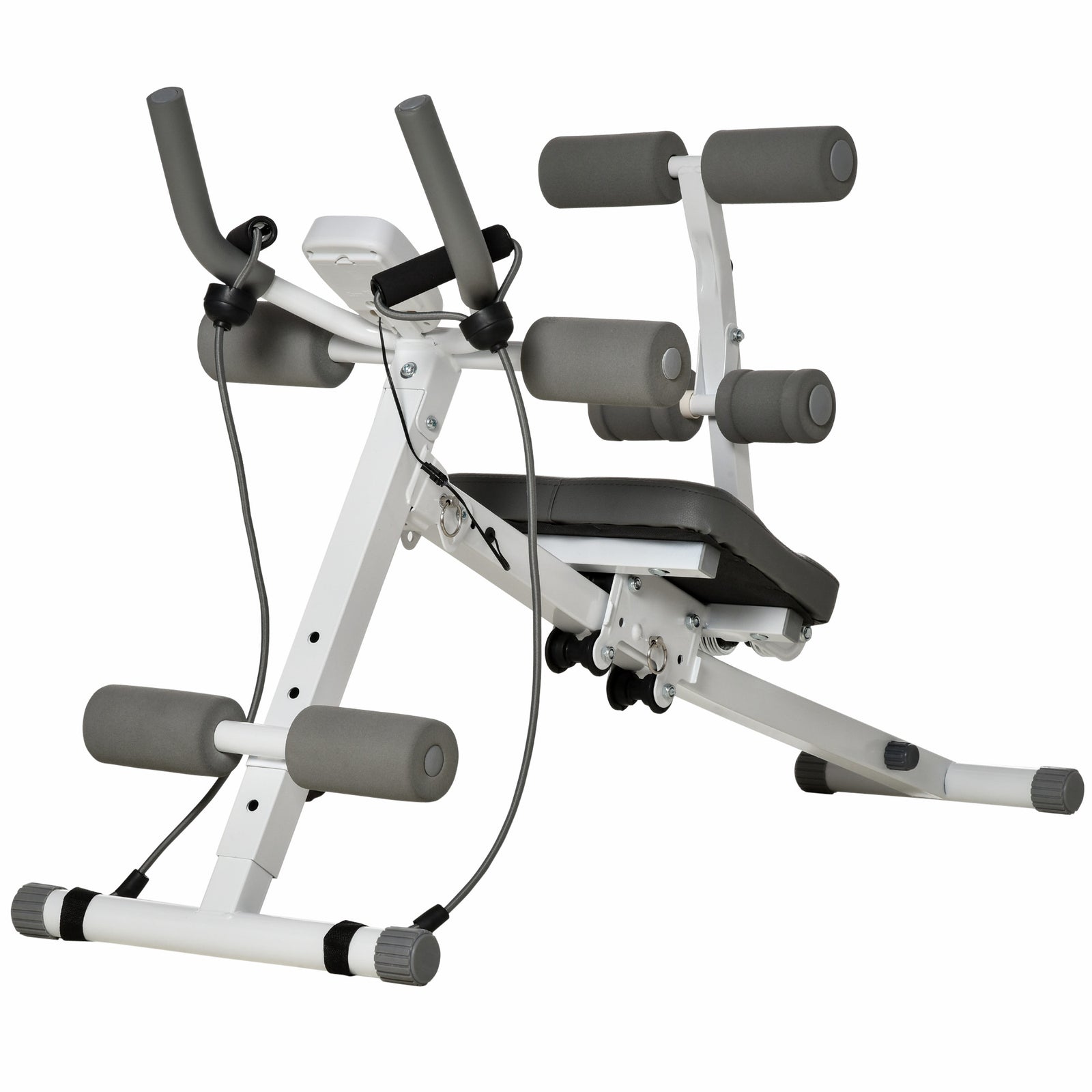Foldable Abdominal Trainer With Adjustable Steel Frame | White