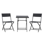 3pc Bistro Set Rattan Furniture Garden Folding Chair Table | Brown
