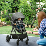 2 In 1 Pushchair Stroller W/ Reversible Seat Single Hand Foldable | Grey