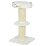2-tier Cat Kitten Resting Tree W/ Top Basket Cushion Sisal Post | White
