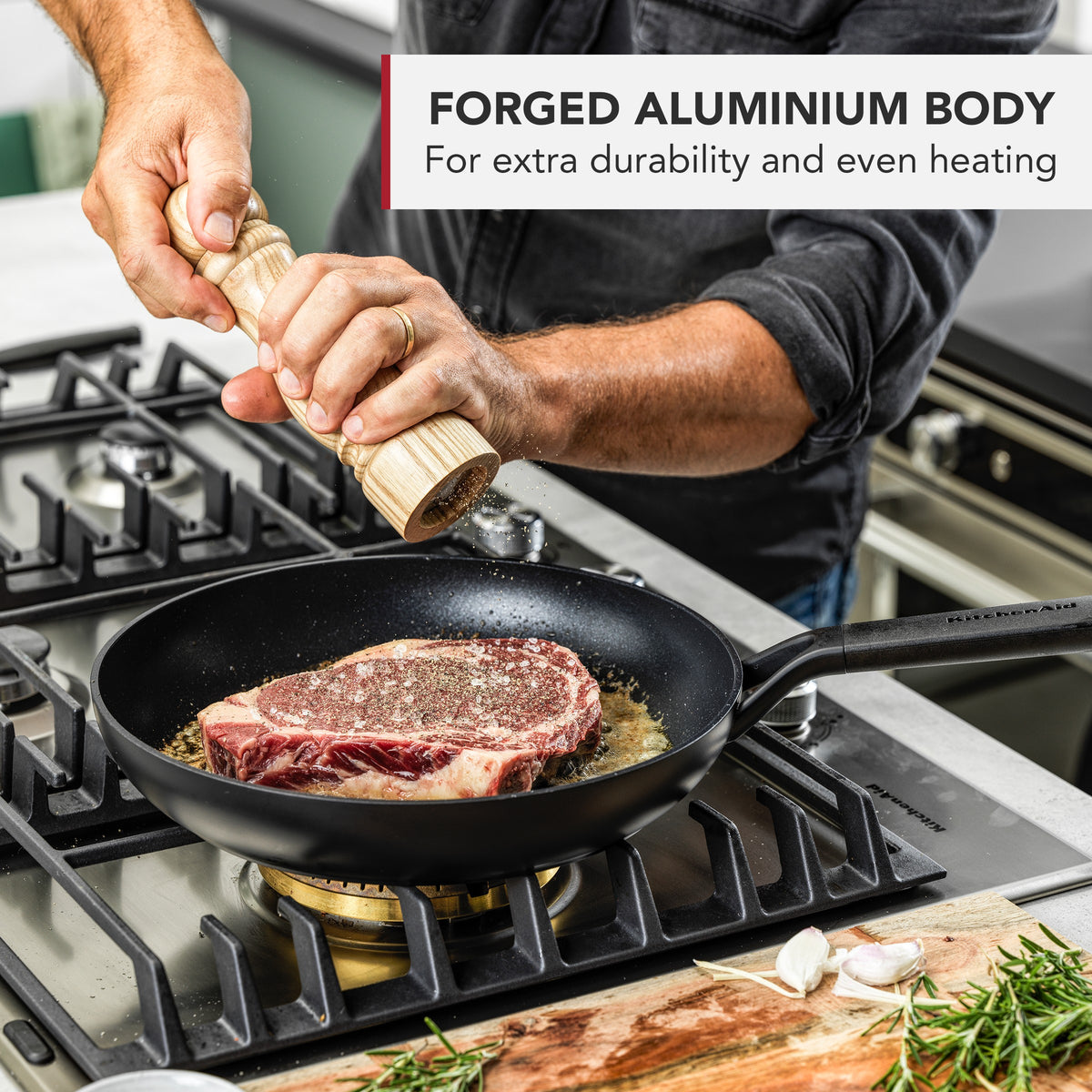 KitchenAid Cookware Forged Aluminium Round Grillpan, 28cm