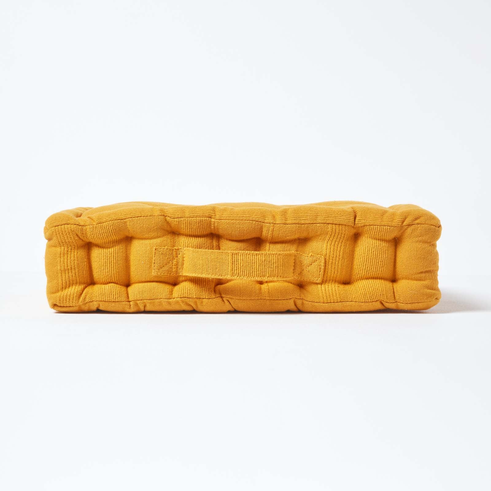 Rajput Ribbed Cotton Floor Cushion | 40cm x 40cm | Mustard