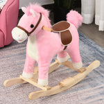 Kids Plush Rocking Horse W/ Moving Mouth Tail Sounds 18-36 Months | Pink