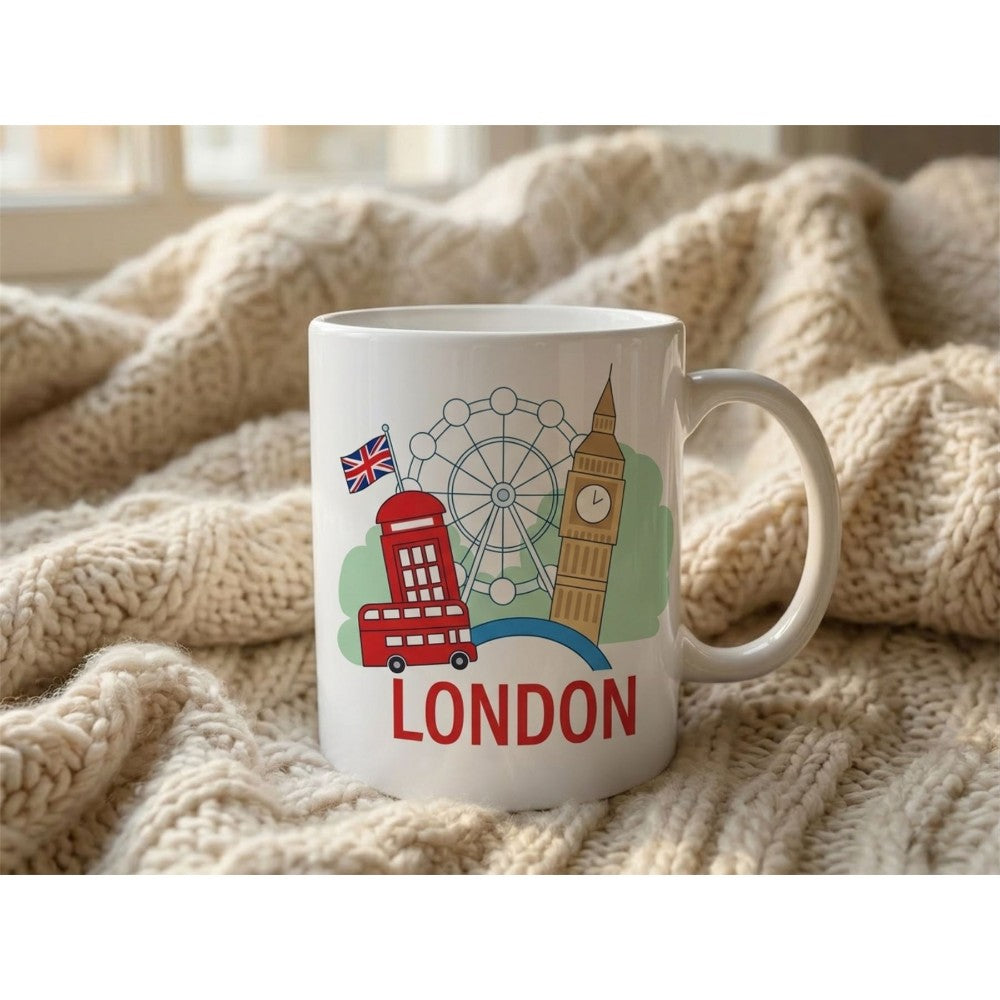 Dyzi London Bus Quote Ceramic Coffee Mug White Travel Design