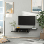 Wall Mounted Media Console Floating Shelf | Black