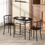 Breakfast Bar Table And Stools Set, Dining Room Set With Shelf | Black