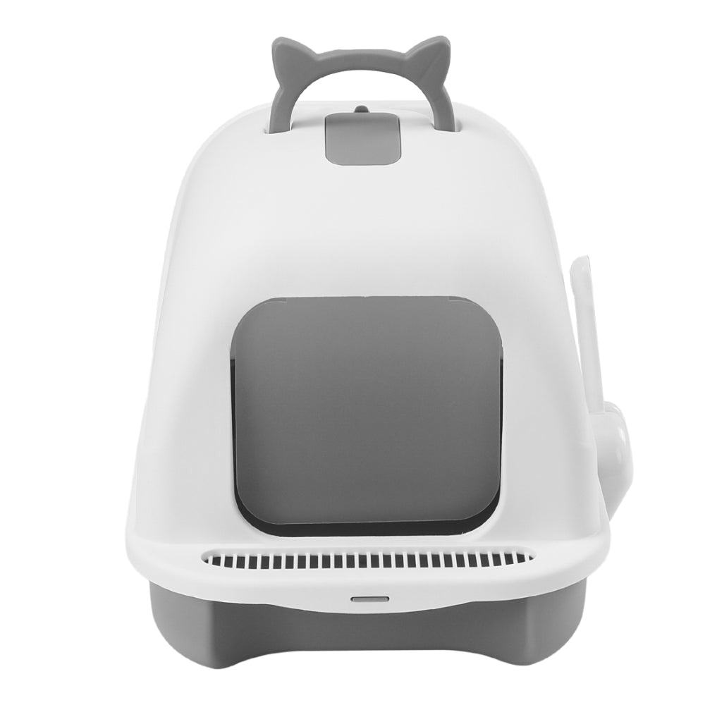 Durable Pp Cat Litter Box With Handle And Scoop Portable | White