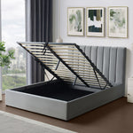 Corwin Grey Velvet Ottoman Storage Bed Frame - 4 Sizes Available | Double