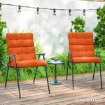 Orange Outdoor Seat Cushions, Pair