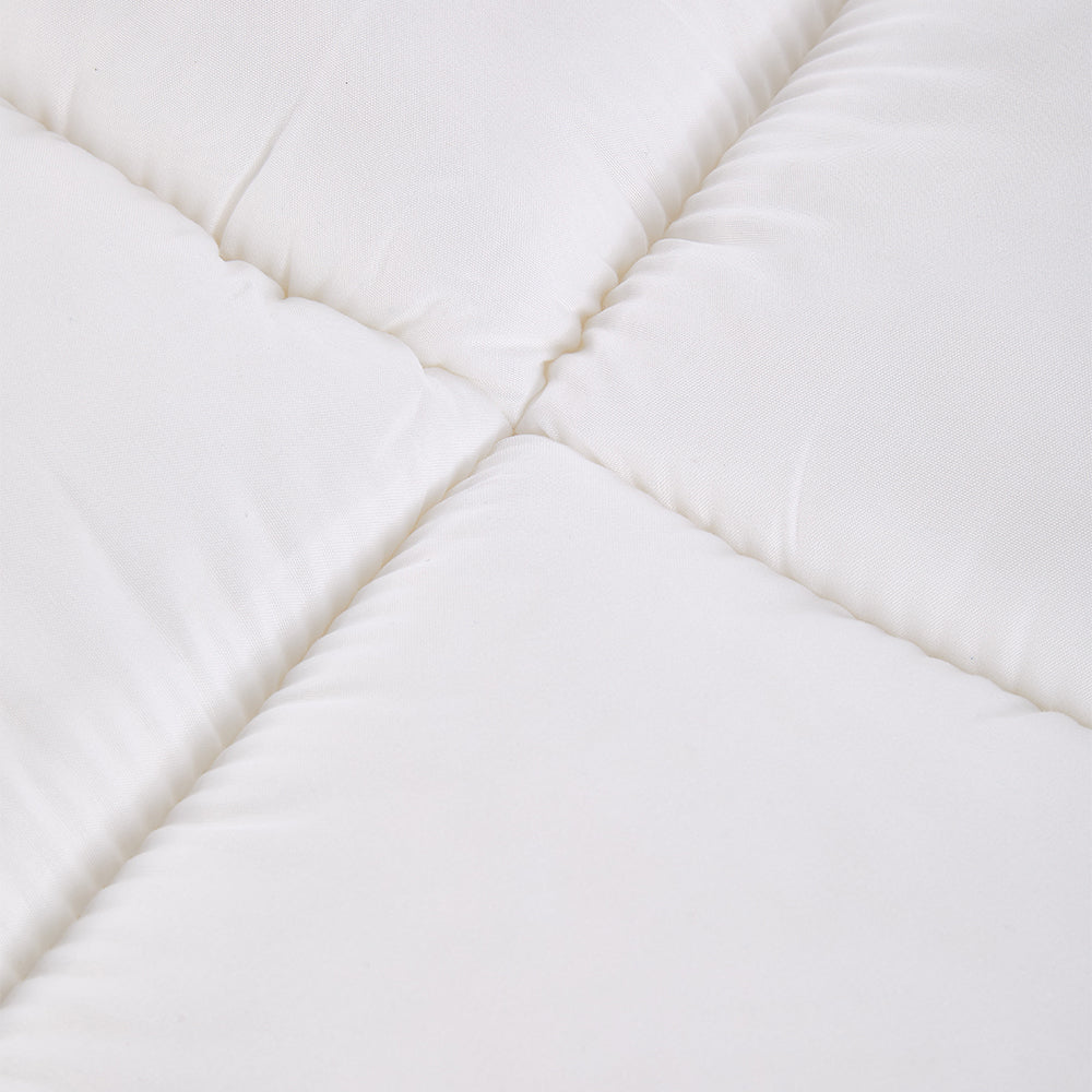 Quilted Mattress Topper With Thick 10cm Padding – Soft Brushed Fabric, Breathable Support & Secure Fit Straps | Single | White