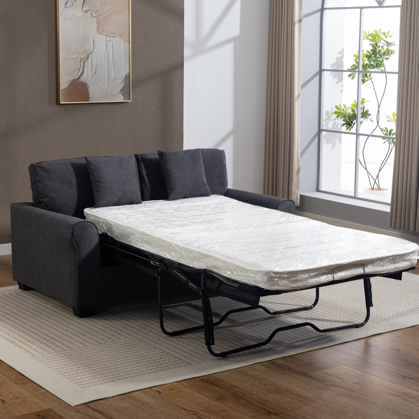 Lewiston Fabric Pull Out Sofabed | Charcoal Grey