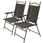 2pcs Folding Chair With Armrest, Breathable Mesh Fabric Seat | Dark Brown