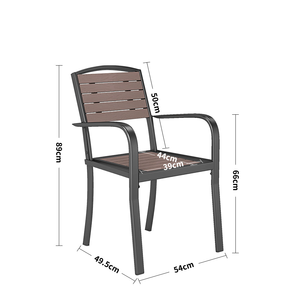 Set Of 4 Garden Dining Armchairs Brown