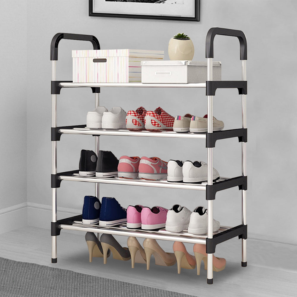 Multi Tiers Shoe Rack Organizer Stackable Space Saving Shoe Shelf | 4 | Black