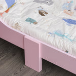Kids Wooden Princess Crown & Flower Single Bed With Safety Side Rails Slats Pink
