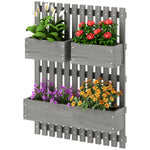 Wall-mounted Wooden Planters With Trellis | Grey