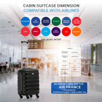 55x35x25cm Lightweight Suitcase - Cabin Carry On - Hard Shell - 4 Wheels Overhead Luggage | Cabin | Black