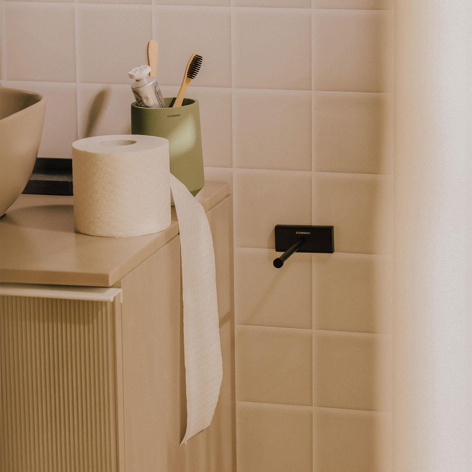 Toilet Roll Holder, Screw-in Or Self-adhesive Matt Black Next Collection