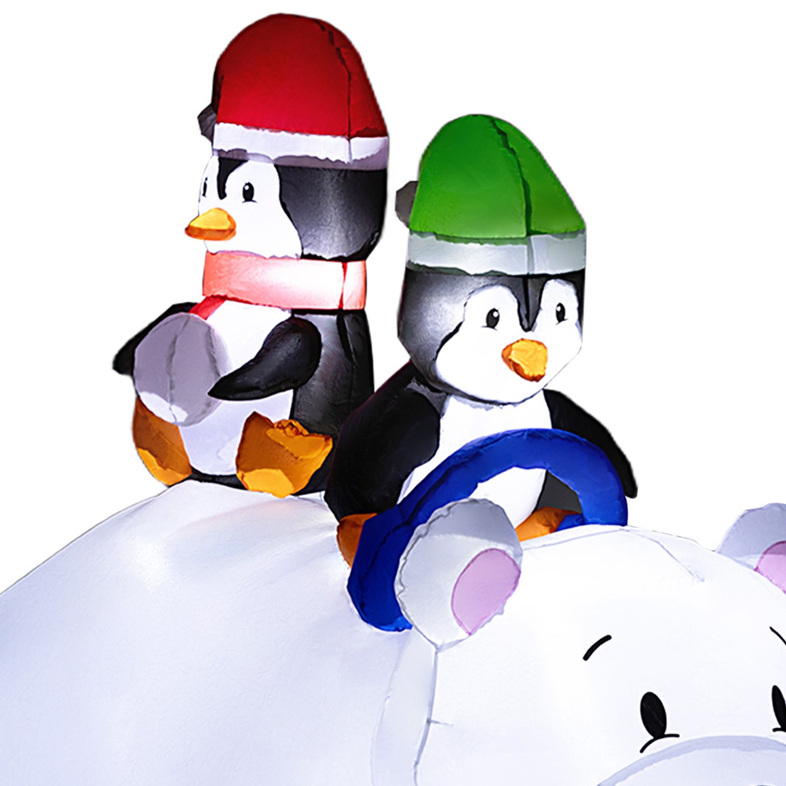6.4ft Christmas Inflatable Penguins On Polar Bear