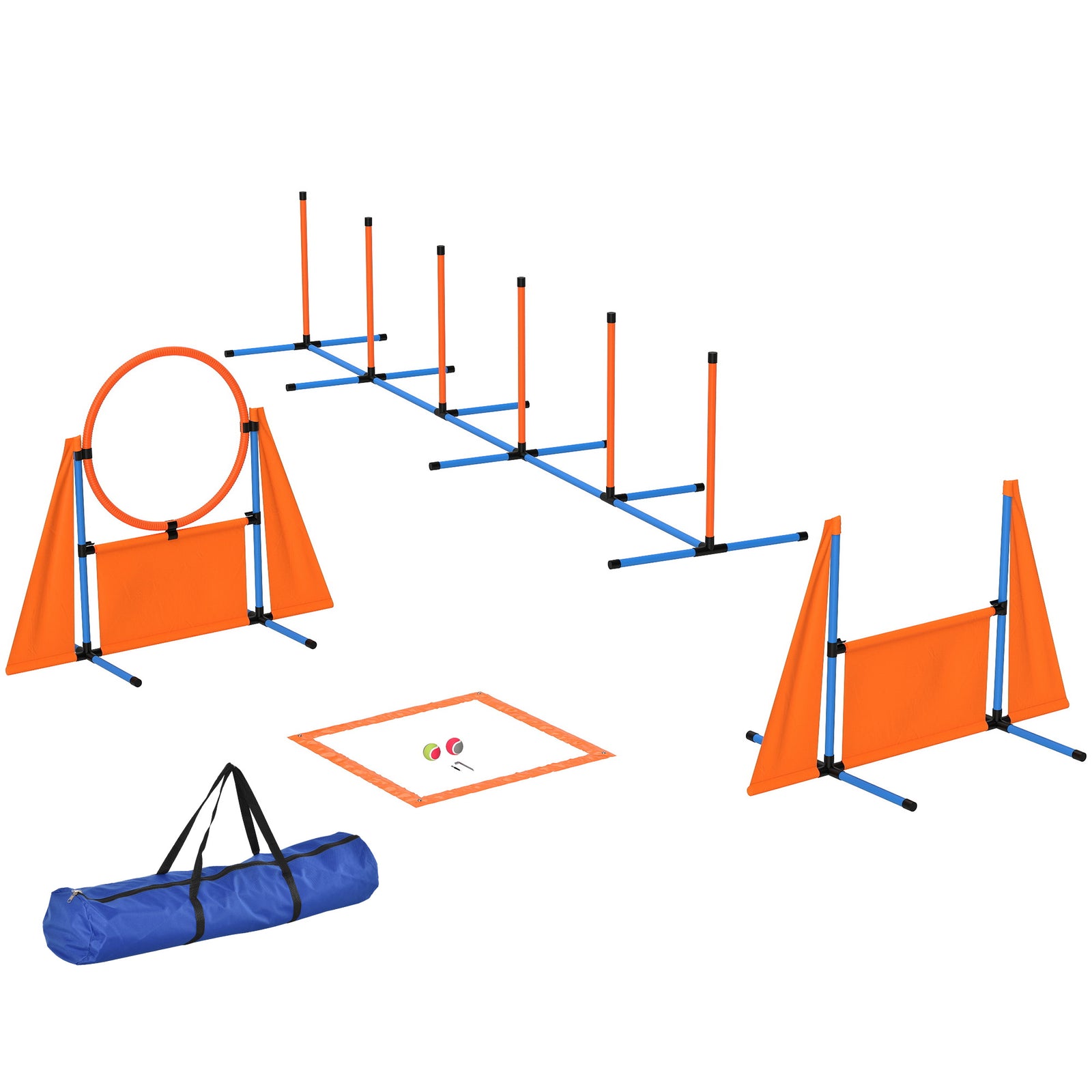 6 Pieces Dog Agility Equipment, Obstacle Training Course Kit, Orange
