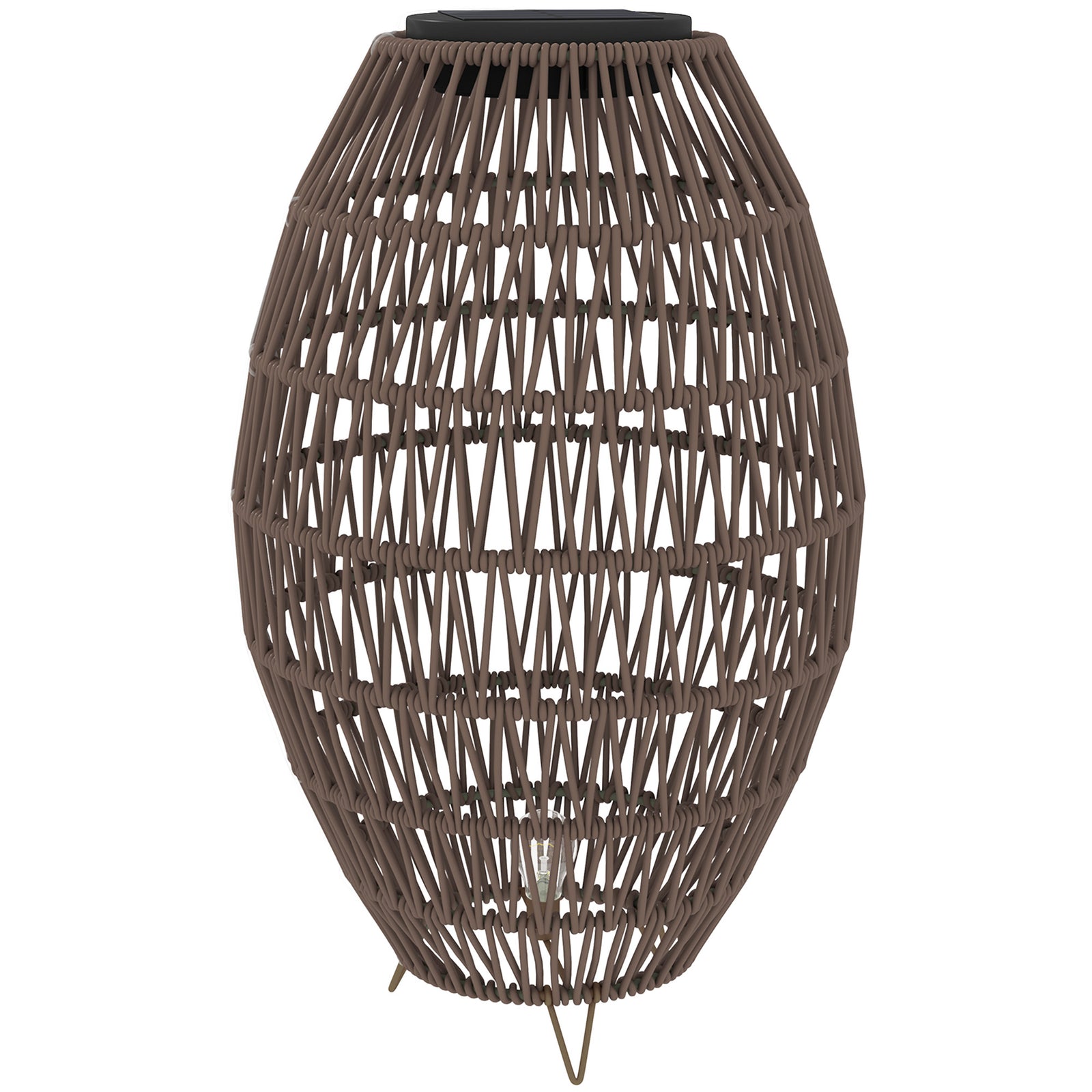 Rattan Solar Lamp, Auto On/off Garden Lantern | Dark Brown