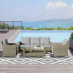 4 Pieces Patio Rattan Sofa Set Conversation Furniture