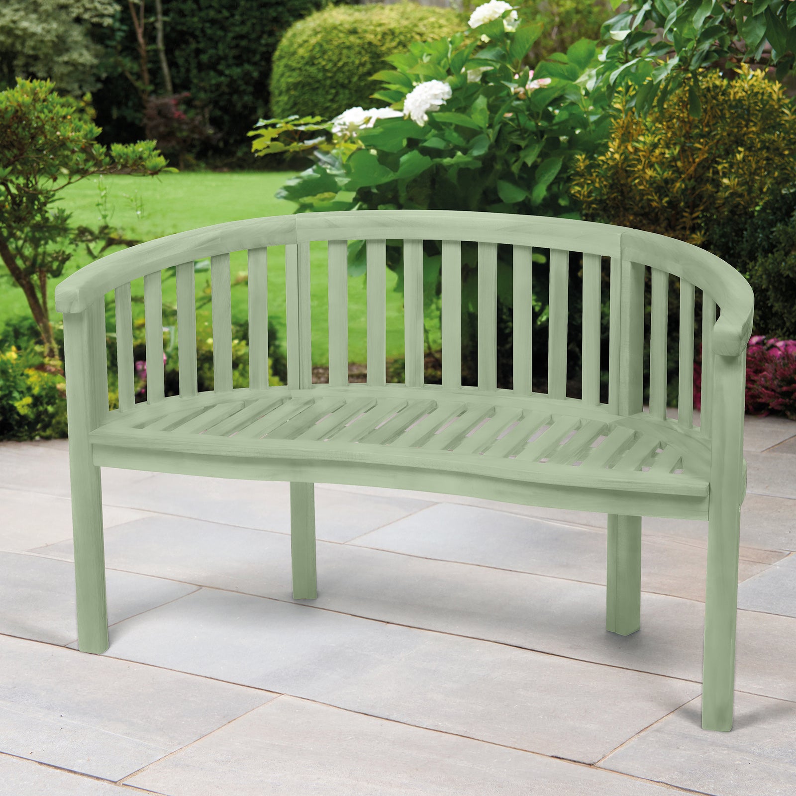 Acacia Wooden Banana Garden Bench | Sage Green