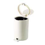 8l Stainless Steel Step-on Trash Can With Lid, Cream White, For Home, Bathroom, And Toilet Use