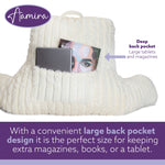 Deluxe Large Reading Pillow, Soft Ribbed Faux Fur, Shredded Memory Foam Cuddle Cuddle Cushion Backrest Arm Support | L | Cream