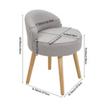Teddy Fleece Dressing Table Stool With Rubberwood Legs | Grey