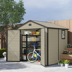 Garden Shed Tool Storage House W/ Lockable Door, Foundation
