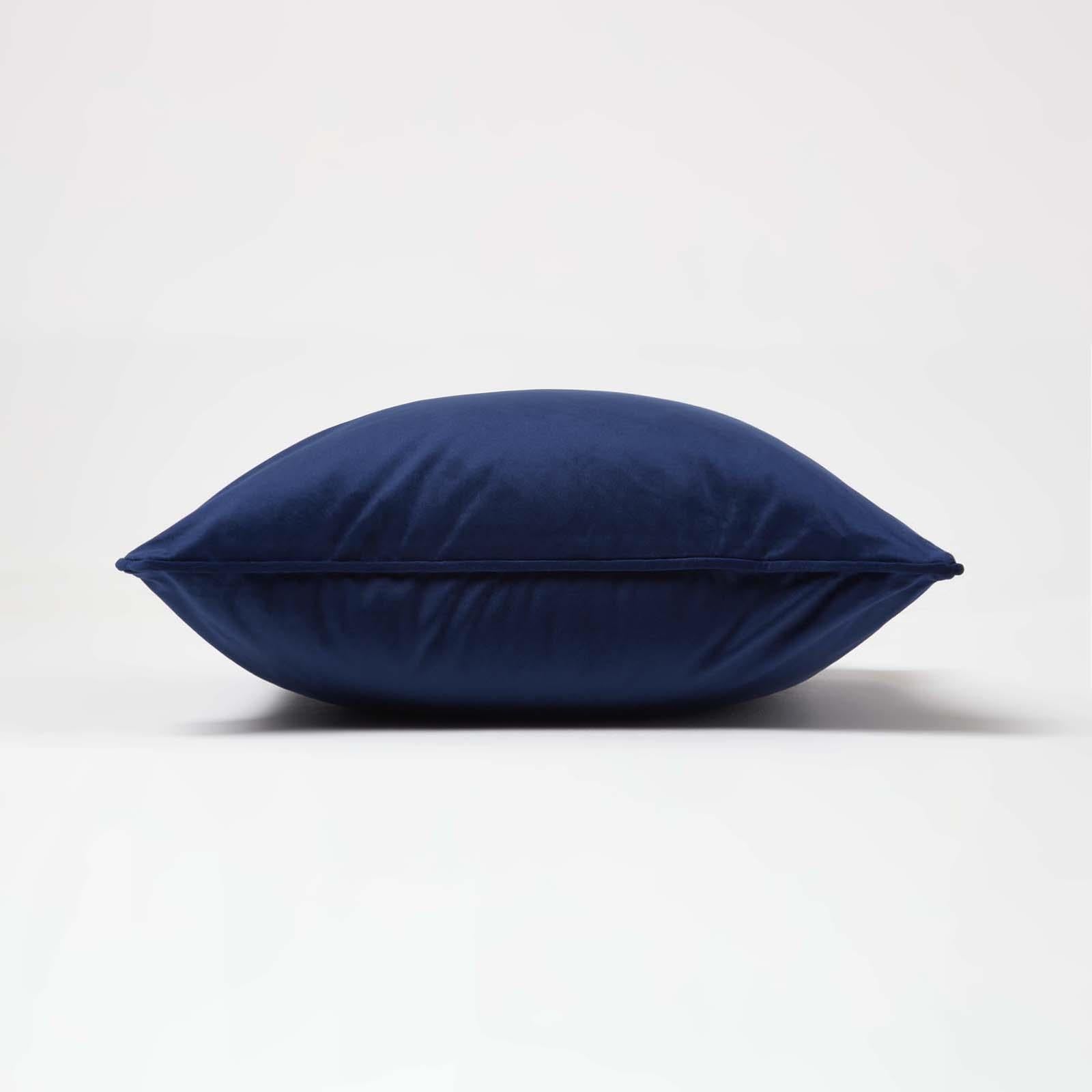 Filled Velvet Cushion With Piped Edge 46 X 46 Cm | 45cm x 45cm | Navy Blue