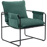 Upholstered Reading Chair With Side Pockets And Steel Frame | One Size | Green