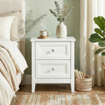 HOMCOM Nightstand With 2 Drawers White