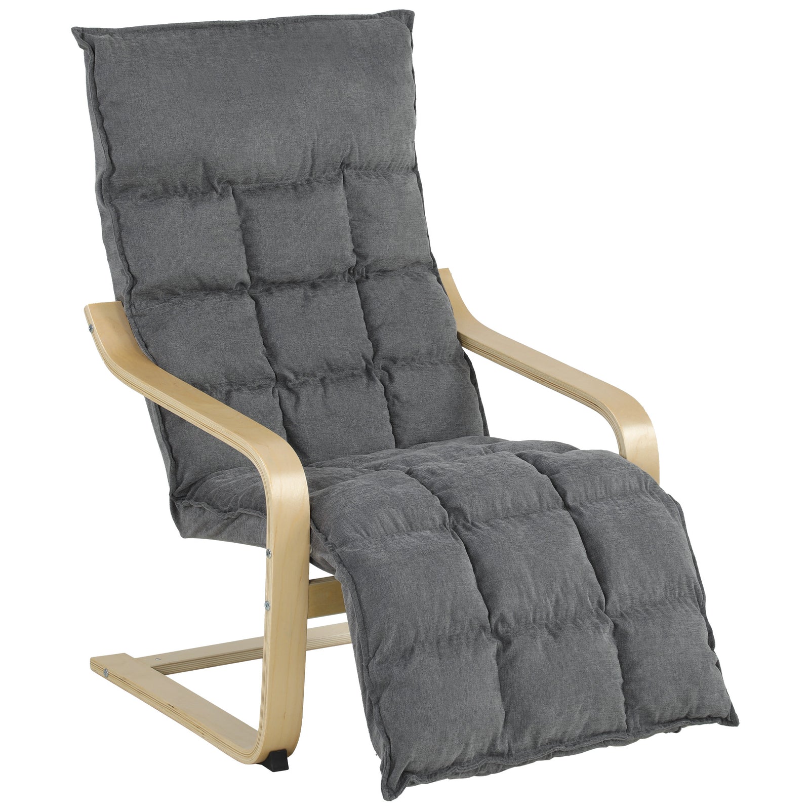 Accent Chair, Leisure Lounge Chair Armchair With Footrest | Grey