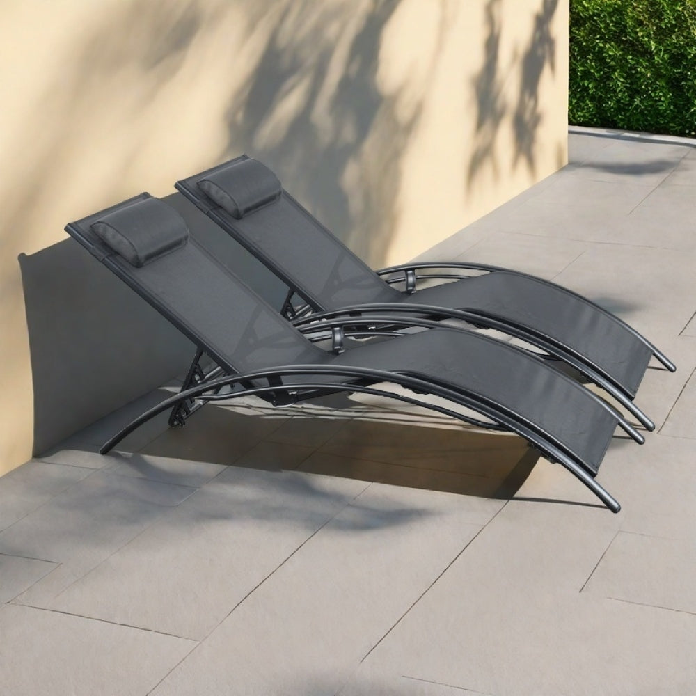 Pair Of Bali Sun Loungers | Set of 2 | Black