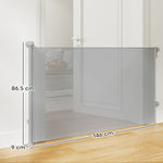 Pawhut Retractable Stair Gate, Dog Gate Extends Up To 140 Cm Wide, Grey